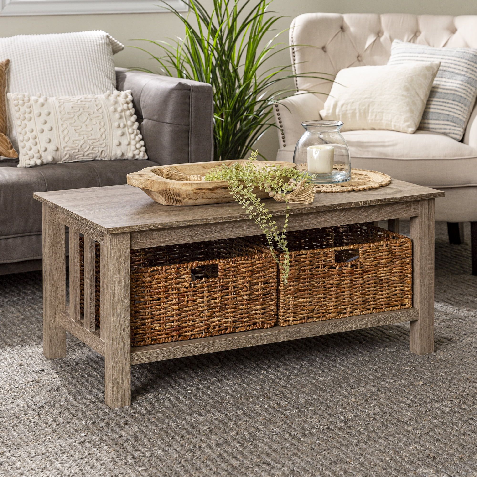 Woven Paths Traditional Storage Coffee Table With Bins, Driftwood –  Walmart Within Woven Paths Coffee Tables (Photo 3 of 15)