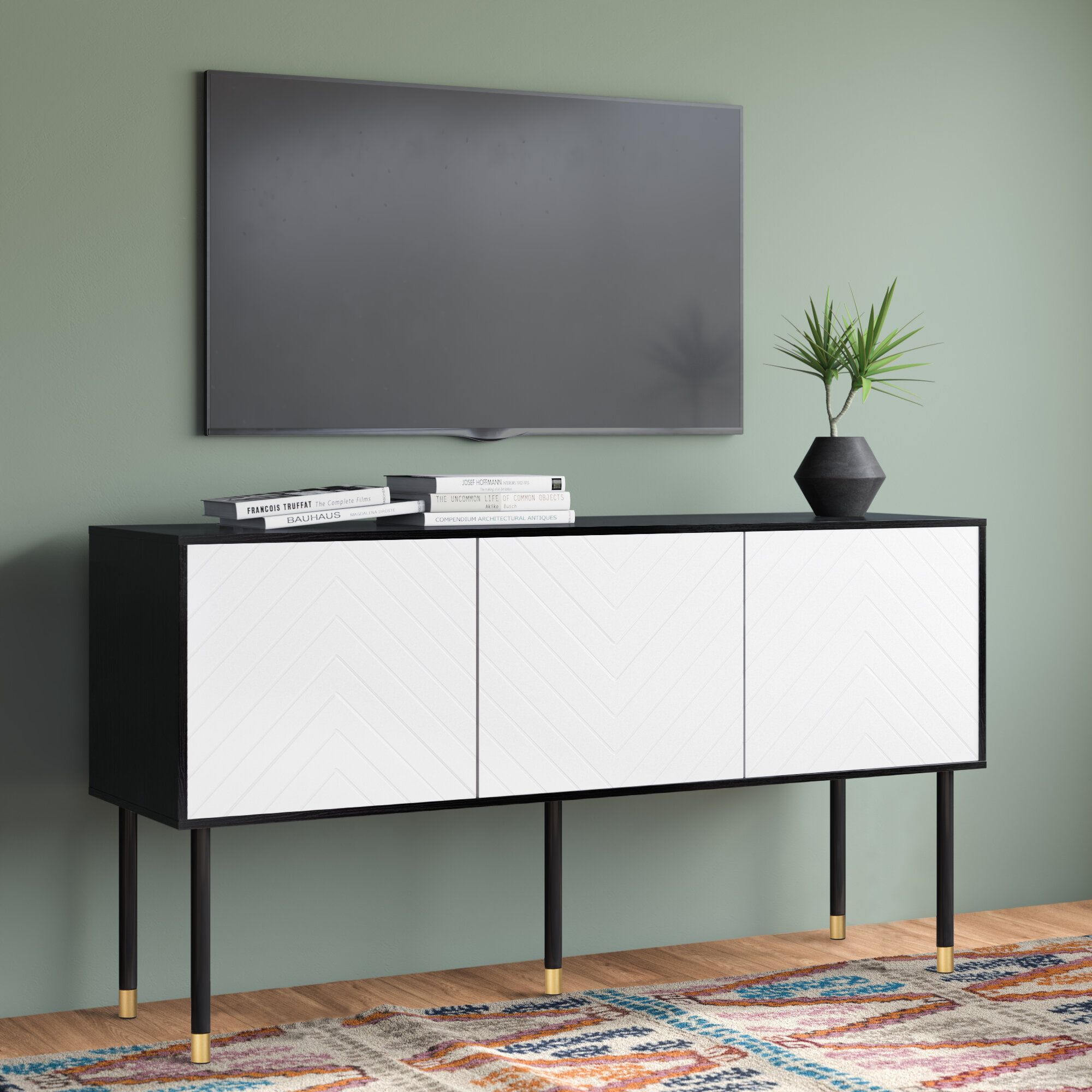 Wrought Studio Oakley 55.1'' Media Console & Reviews | Wayfair With Oaklee Tv Stands (Photo 11 of 15)