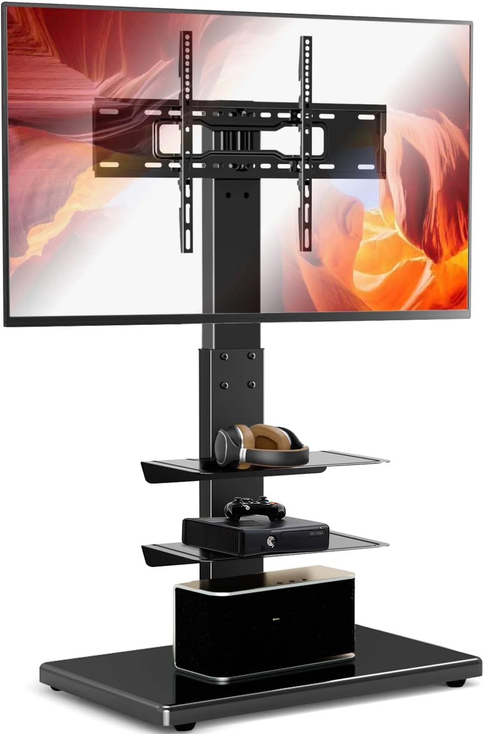 Yomt Floor Tv Stand With Sturdy Wood Base, Tall India | Ubuy Inside Universal Floor Tv Stands (View 6 of 15)