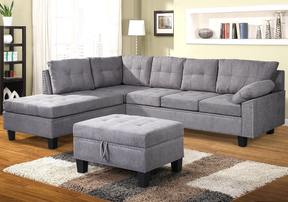 Clearance! 3 Piece Sectional Sofa Sets With Chaise Lounge And Storage Regarding 104&quot; Sectional Sofas (View 6 of 15)