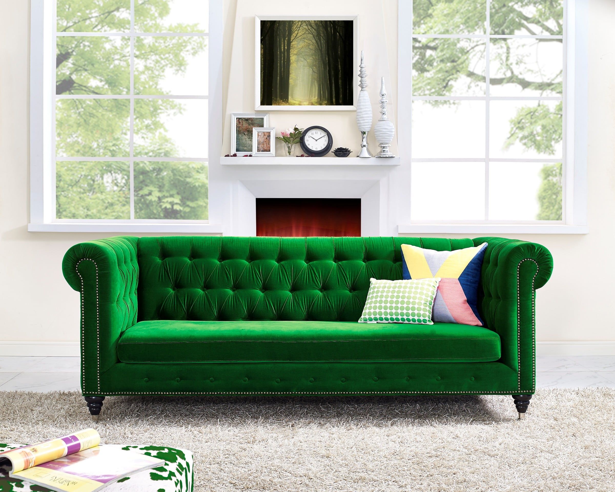 Hanny Green Velvet Sofa From Tov (S42) | Coleman Furniture In 75&quot; Green Velvet Sofas (View 5 of 15)