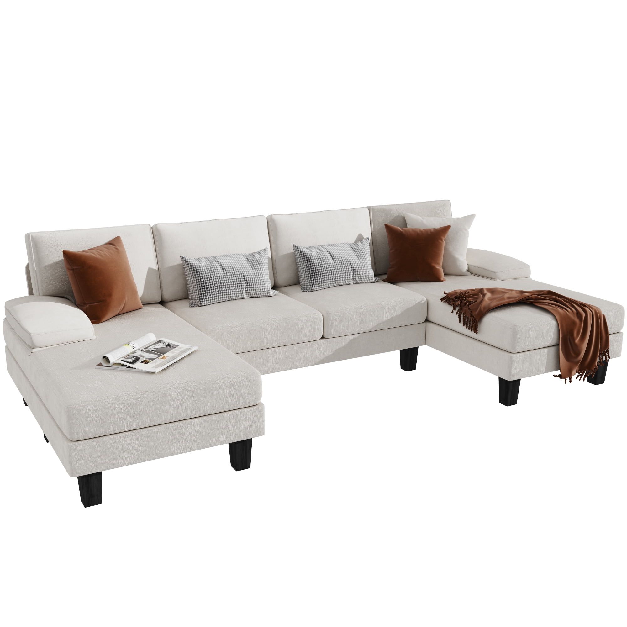 Homall Modern U Shape Sectional Sofa, Chenille Fabric Modular Couch, 4 Intended For 110&quot; Oversized Sofas (View 15 of 15)
