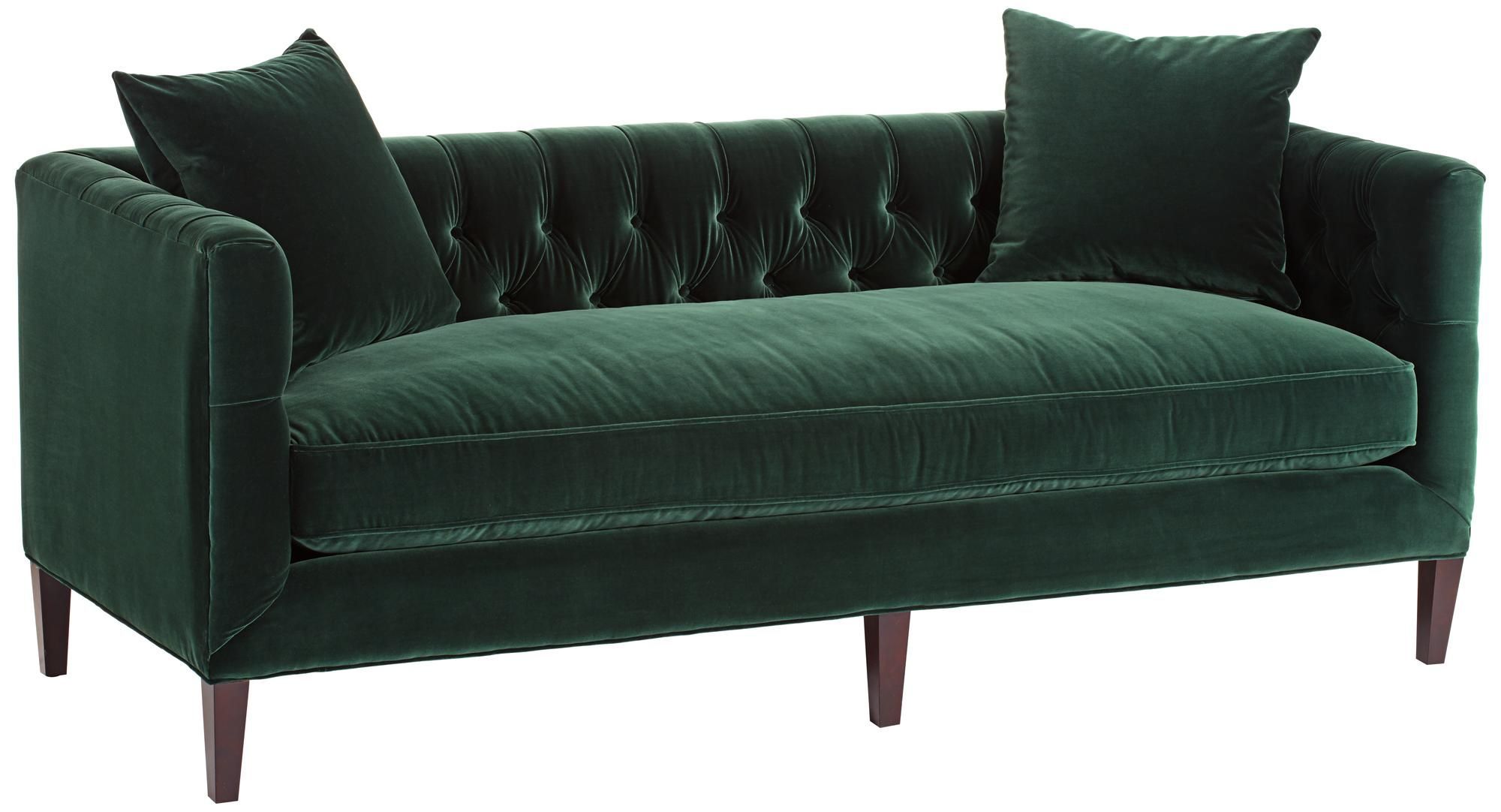 Maggie Hunter Green Velvet Sofa – #1F492 | Lamps Plus | Green Velvet Throughout 75&quot; Green Velvet Sofas (View 6 of 15)