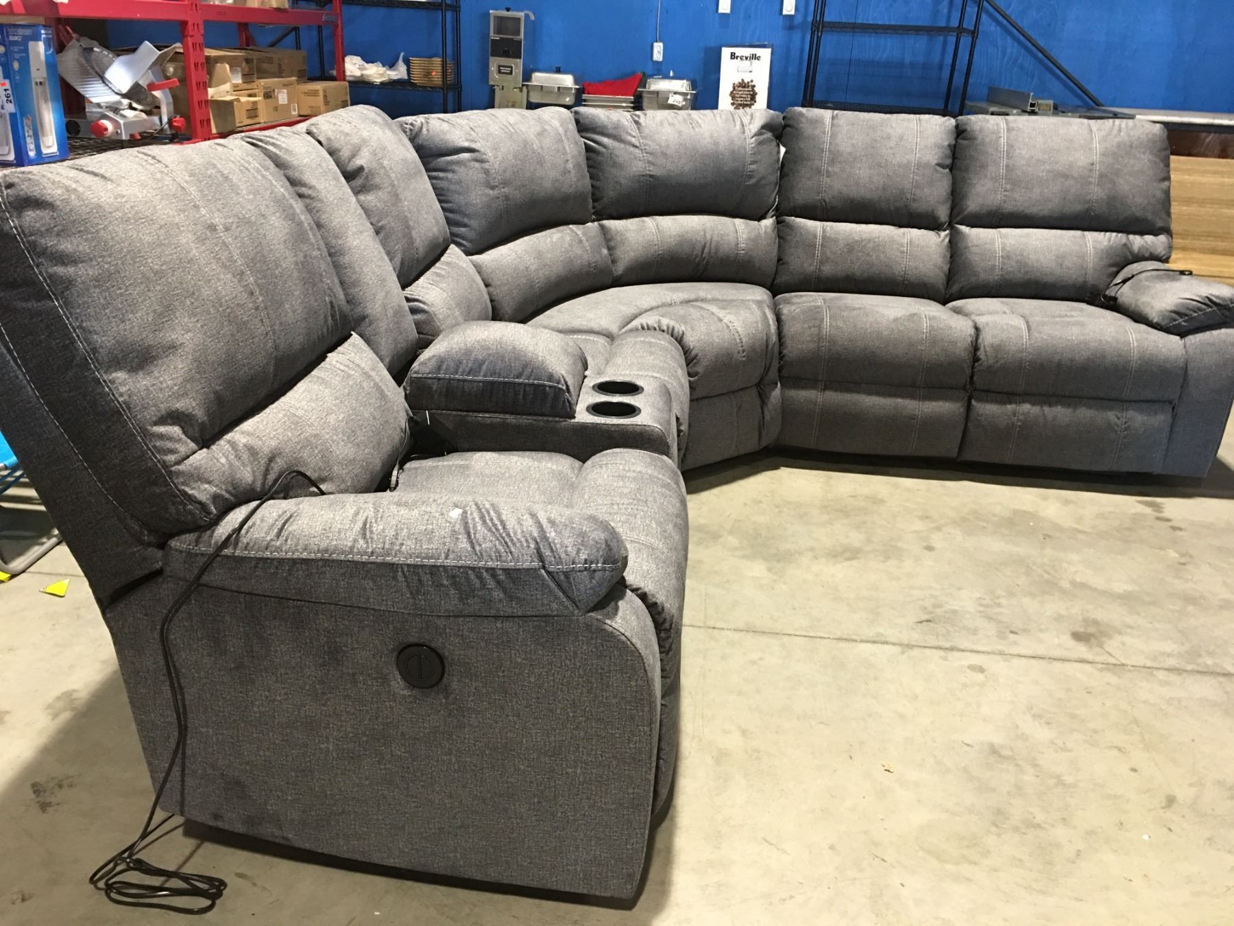 Signature Designashley Dark Grey Upholstered Power Recliner Intended For 104&quot; Sectional Sofas (Photo 3 of 15)