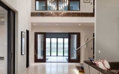 Contemporary Foyer With Rich Brown Accents Sliding Door