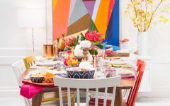 Cozy Colorful Dining Room Around Artwork
