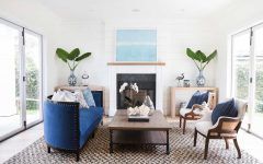 Cozy White Coastal Living Room With Pop Color