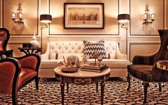 Glamorous Art Deco Living Room With Tufted White Sofa