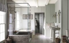 Gray Cottage Spa Bathroom With Pedestal Sinks
