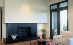 Minimalist Asian Style Living Room With Black Fireplace