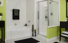 Modern Bathroom and Shower with Green Wall Color