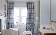 Plaid Curtains for Vintage Bathroom Decoration