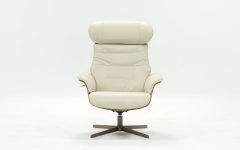 2024 Popular Amala White Leather Reclining Swivel Chairs