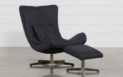 2024 Latest Amala Dark Grey Leather Reclining Swivel Chairs