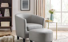 The Best Annegret Faux Leather Barrel Chair and Ottoman Sets