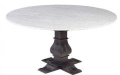Top 25 of Thick White Marble Slab Dining Tables With Weathered Grey Finish