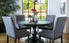 20 Collection of Caira Black 5 Piece Round Dining Sets With Diamond Back Side Chairs