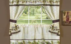 2024 Best of Complete Cottage Curtain Sets With an Antique and Aubergine Grapvine Print