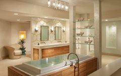 Contemporary Spa Like Bathroom With Glass Shelving