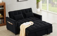 2024 Latest Black Velvet 2-Seater Sofa Beds