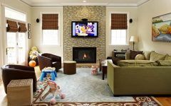 Eclectic Living Room With Ceramic Fireplace Wall Tiles