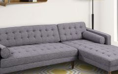 2024 Popular Element Left-Side Chaise Sectional Sofas in Dark Gray Linen and Walnut Legs