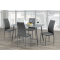 Frosted Glass Modern Dining Tables With Grey Finish Metal Tapered Legs