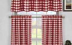 2024 Popular Burgundy Cotton Blend Classic Checkered Decorative Window Curtains