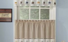 25 Inspirations Coffee Embroidered Kitchen Curtain Tier Sets