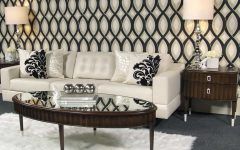 Luxe White Flokati Rug for Living Room With Black White Wallpaper Decor