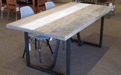 Acacia Wood Dining Tables With Sheet Metal Base