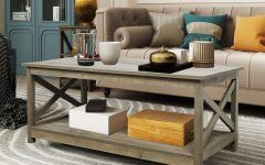 Wood Coffee Tables With 2-Tier Storage