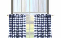 Top 25 of Classic Navy Cotton-Blend Buffalo Check Kitchen Curtain Sets