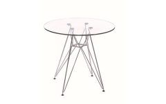 Eames Style Dining Tables With Chromed Leg and Tempered Glass Top
