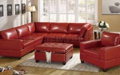 10 Inspirations Red Leather Sectional Sofas With Ottoman