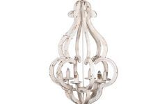 15 Collection of French Washed Oak and Distressed White Wood Six-Light Chandeliers