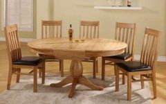 20 Collection of Round Oak Extendable Dining Tables and Chairs