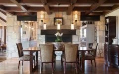 Rustic Dining Room With Stone Wall Decor