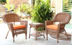 15 Collection of Beige Wicker and Green Fabric Patio Bistro Sets