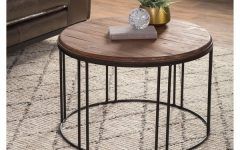 25 Collection of Burnham Reclaimed Wood and Iron Round Coffee Tables