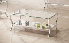 25 The Best Contemporary Chrome Glass Top and Mirror Shelf Coffee Tables