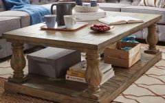 25 Ideas of Edmaire Rustic Pine Baluster Coffee Tables