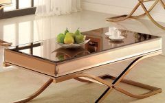 2024 Popular Furniture of America Orelia Brass Luxury Copper Metal Coffee Tables