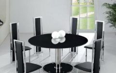2024 Popular Round Black Glass Dining Tables and Chairs