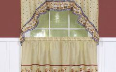 Top 25 of Traditional Tailored Tier and Swag Window Curtains Sets With Ornate Flower Garden Print