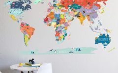 20 Best Collection of World Map Wall Art for Kids
